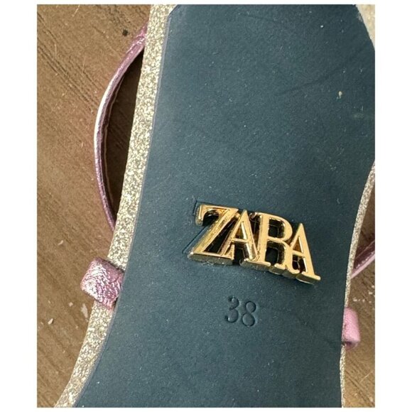 ZARA Blue Collection Sparkle Heels Lace-Up Glitter Metallic Formal Womens 7.5/38 - Picture 12 of 14